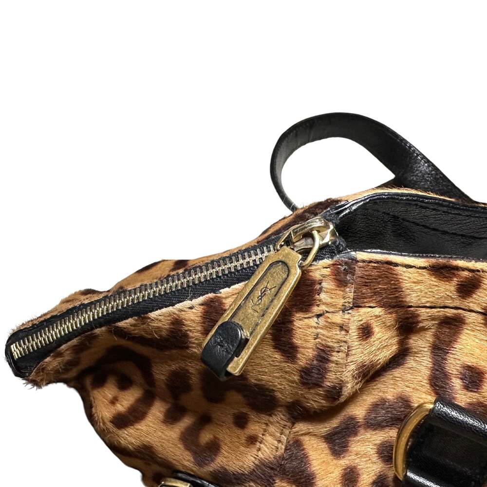 Yves Saint Laurent Rive Gauche Leopard Printed Pony Hair Downtown Tote - Picture 10 of 10